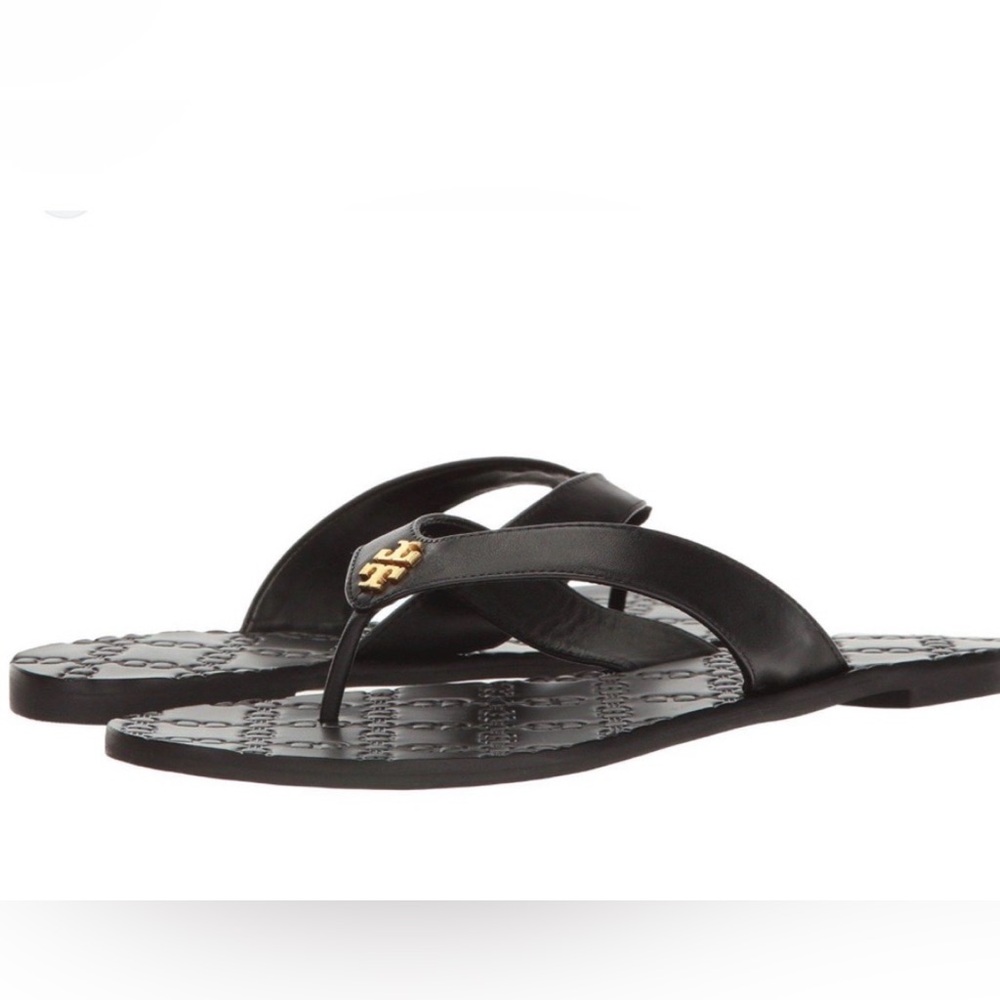 Tory Burch Women’s Leather Monroe Black Thong Sandals Size 7 - Picture 10 of 10